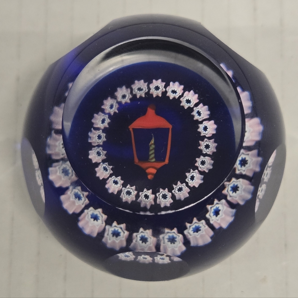 Caithness Scottish Cobalt Christmas Lantern Paperweight
